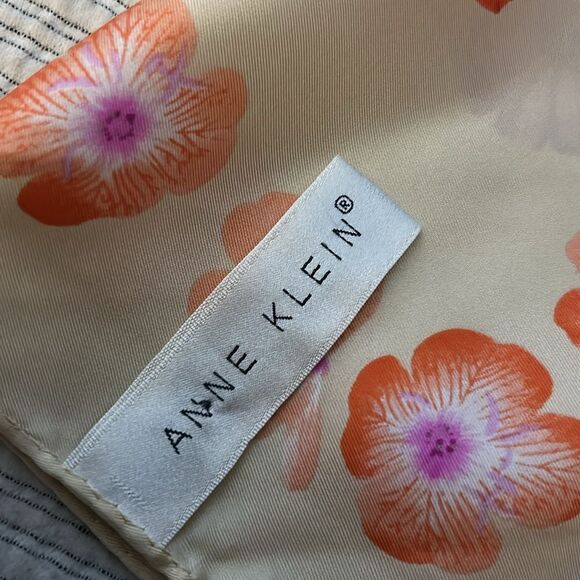 Anne Klein Cream Floral Silk Scarf - Picture 3 of 9